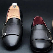 The Oliver Black Double Monk Strap Shoes