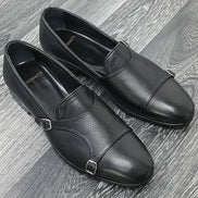 The Oliver Black Double Monk Strap Shoes