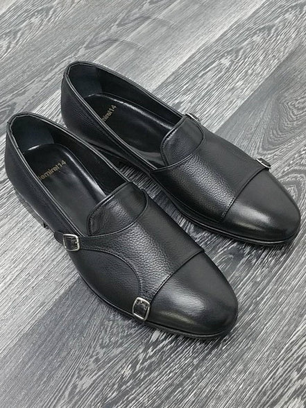 The Oliver Black Double Monk Strap Shoes