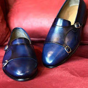 The Oliver Navy Blue Double Monk Strap Shoes