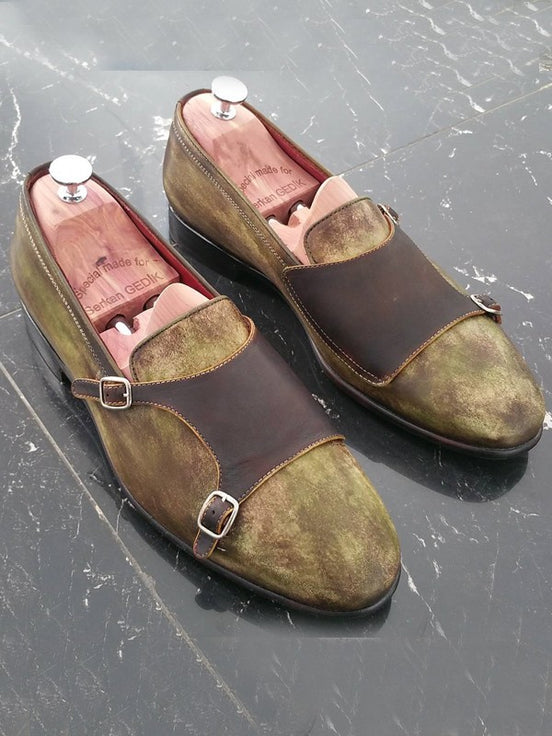 Brown Double Monk Strap Shoes