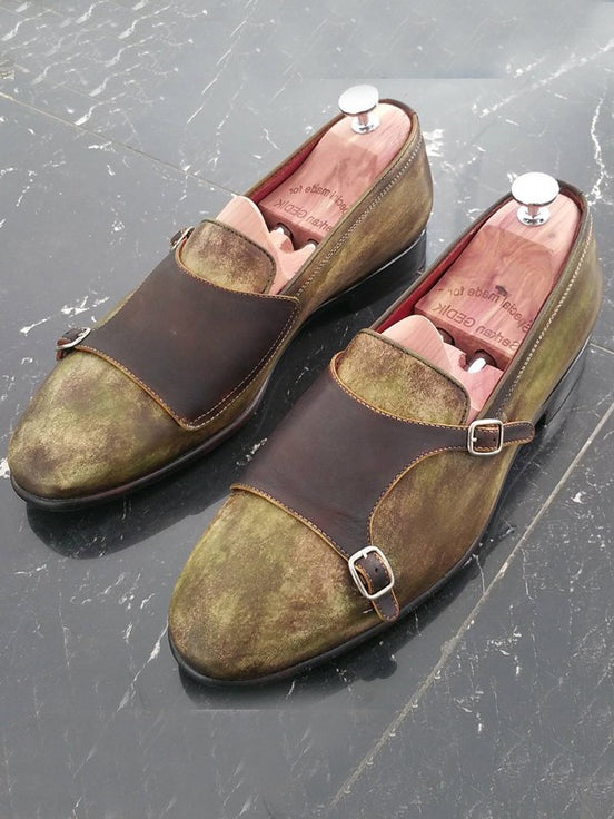 Brown Double Monk Strap Shoes