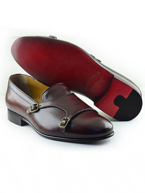 Burgundy Double Monk Strap Shoes