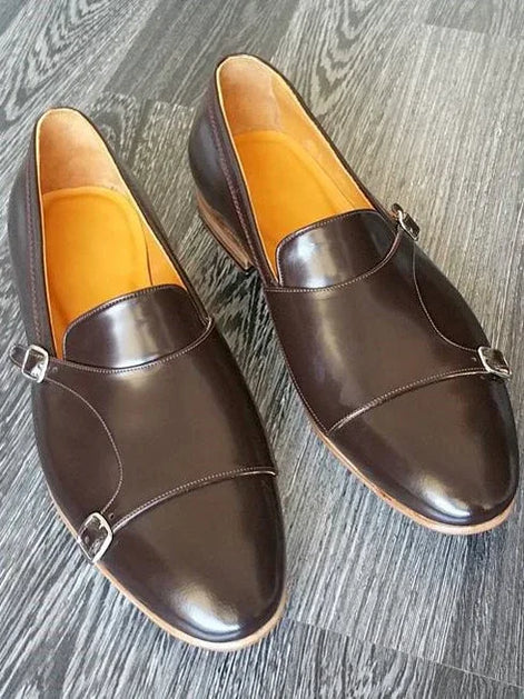 The Oliver Coffee Double Monk Strap Shoes