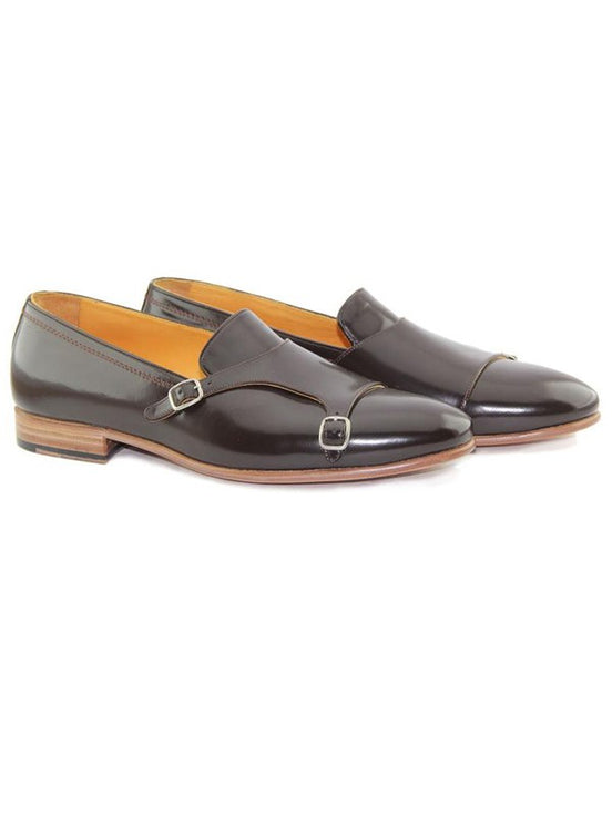Coffee Double Monk Strap Shoes