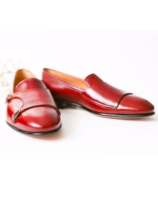 Red Handmade Calf Leather Bespoke Shoes by Gentwith.com with Free Shipping