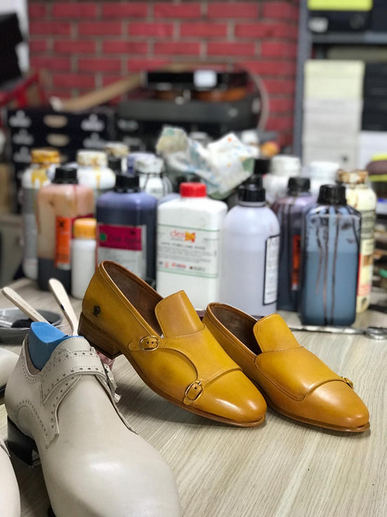 Yellow Monk Strap Shoes