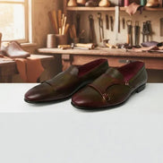 Burgundy Olive Leather Shoes