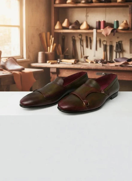 Burgundy Olive Leather Shoes