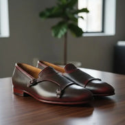 Burgundy Double Monk Strap Shoes