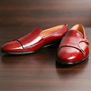 Red Double Monk Strap Loafers