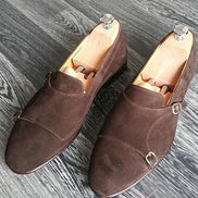 The Oliver Suede Brown Double Monk Strap Shoes