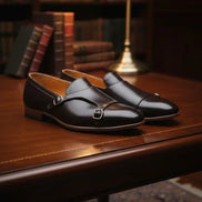 Coffee Double Monk Strap Shoes