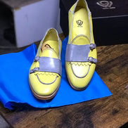 Blue and Yellow Leather Loafers
