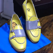 Blue and Yellow Monk Strap Loafers