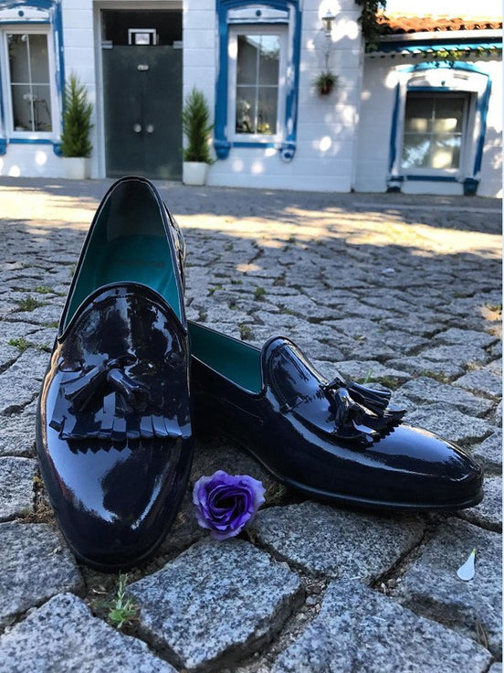 Black Handmade Calf Leather Bespoke Shoes by Gentwith.com with Free Shipping