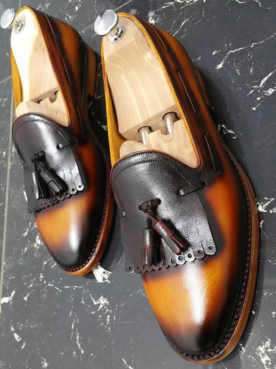 Tan Brown Tassel Loafers