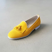 Yellow Suede Tassel Loafers