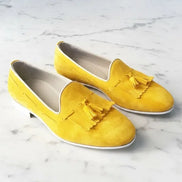 Yellow Suede Tassel Loafers