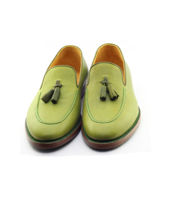 Green Handmade Calf Leather Bespoke Shoes by Gentwith.com with Free Shipping