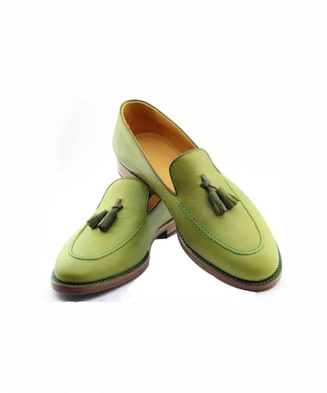 The Owbed Green Tassel Loafers