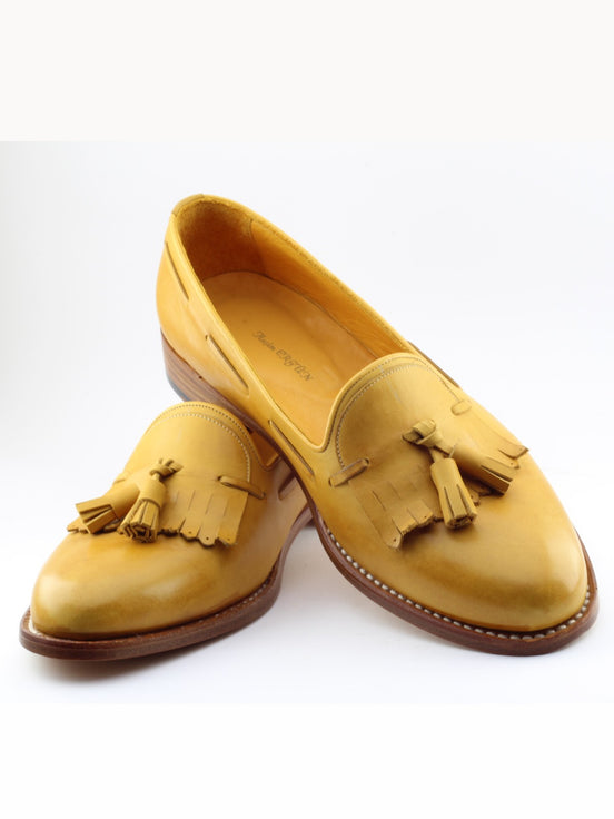 Gold Handmade Calf Leather Bespoke Shoes by Gentwith.com with Free Shipping
