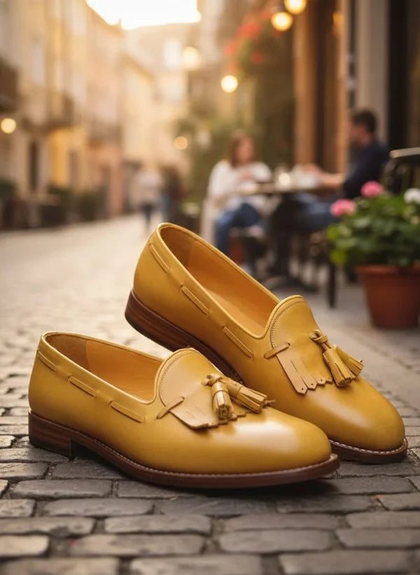 Yellow Leather Loafers