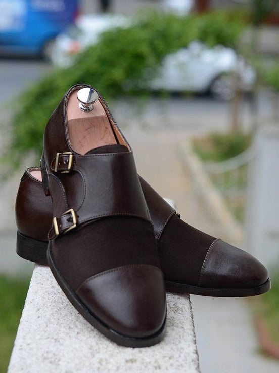 Brown Double Monk Strap Shoes