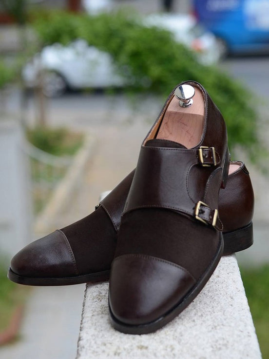 Brown Double Monk Strap Shoes