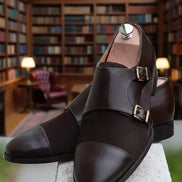 Brown Double Monk Strap Shoes