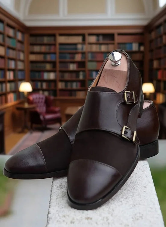 Brown Double Monk Strap Shoes
