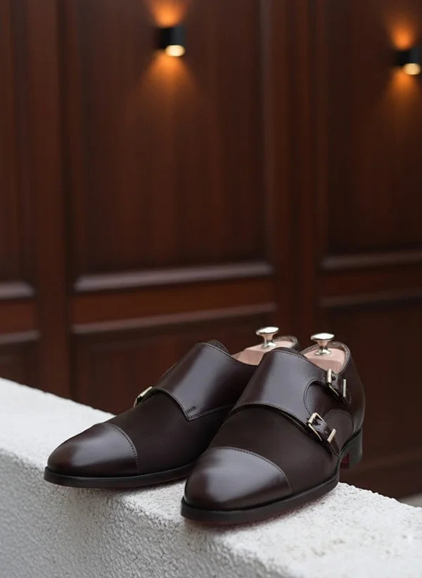Brown Double Monk Strap Shoes