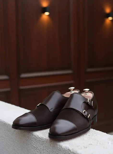 Brown Double Monk Strap Shoes