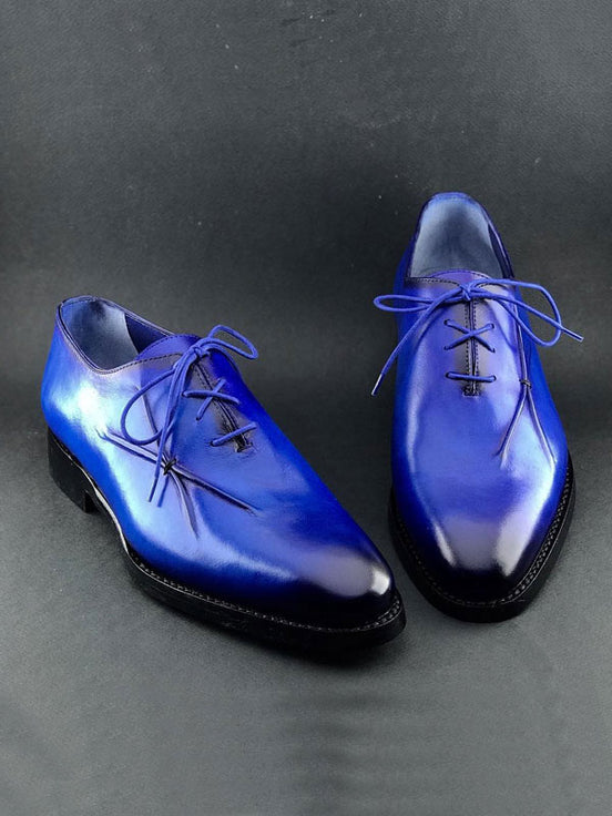 Blue Whole Cut Men Shoes