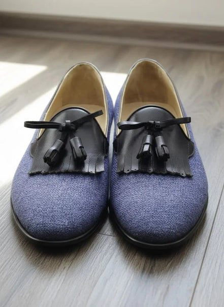 Blue Tassel Loafers for Men