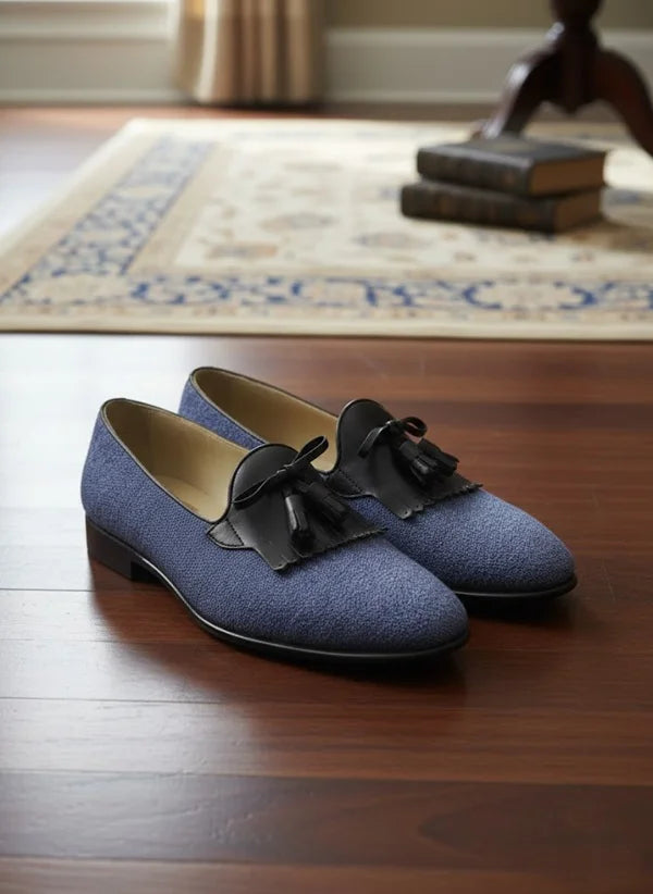 Blue Leather Loafers