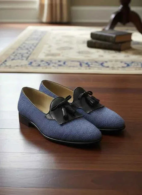 The Riparian Blue Tassel Loafers