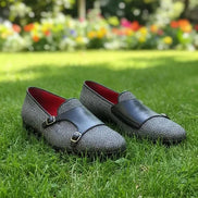Gray Double Monk Strap Shoes