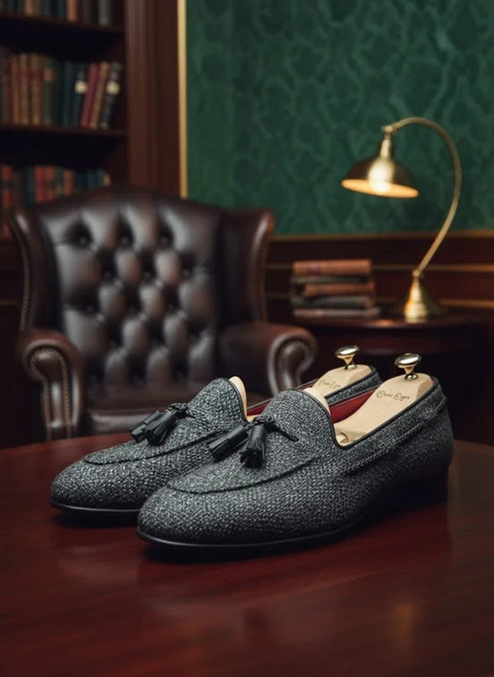 Gray Leather Loafers
