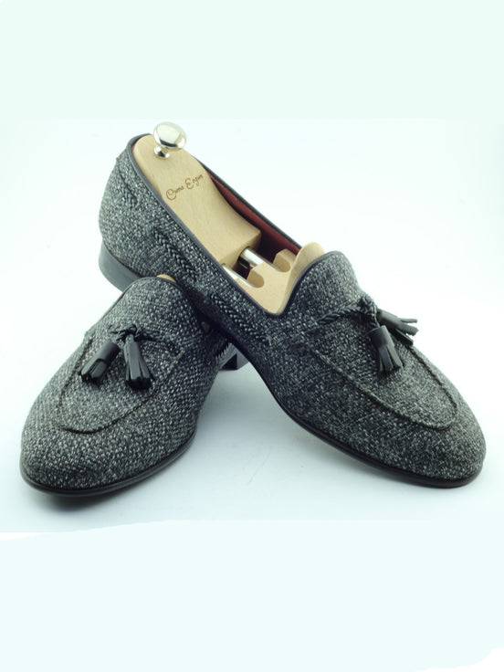 Gray Handmade Calf Leather Bespoke Shoes by Gentwith.com with Free Shipping