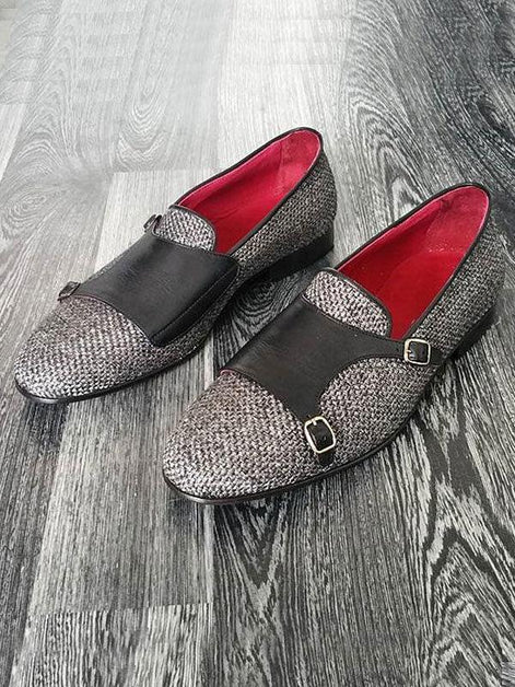 The Seraglio Gray Double Monk Strap Shoes
