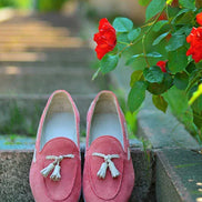 The Seraglio Suede Pink Tassel Loafers
