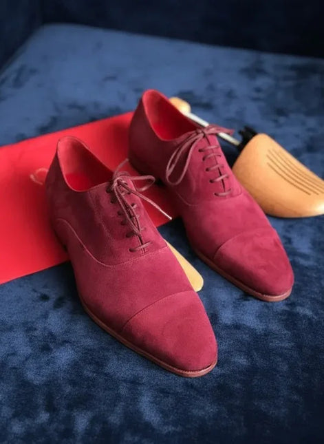 Burgundy Suede Oxford Shoes