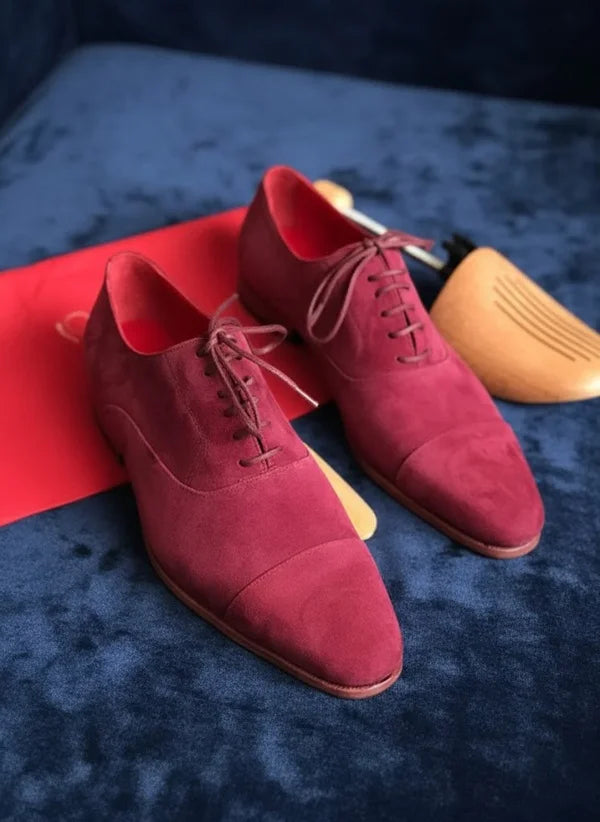Burgundy Suede Oxford Shoes