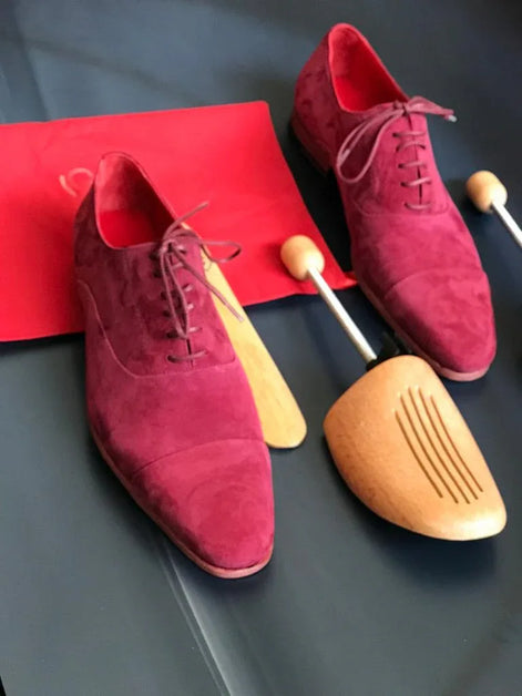 The Sumptuous Cap Toe Suede Pink Oxford Shoes