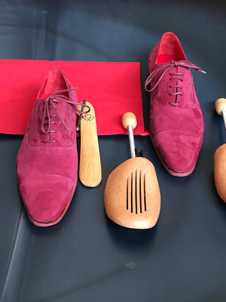 The Sumptuous Cap Toe Suede Pink Oxford Shoes