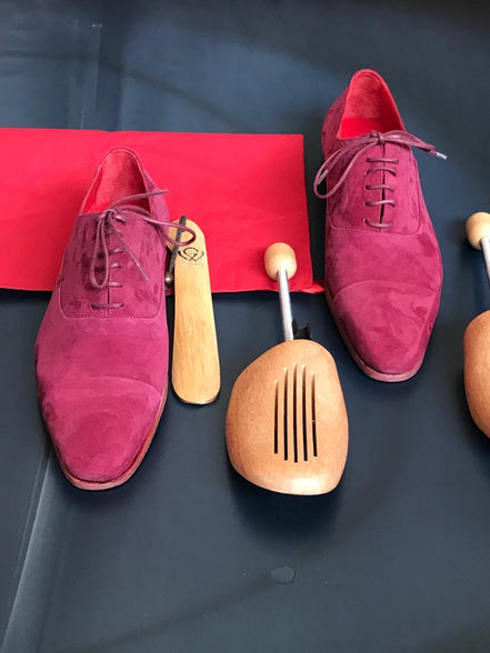 The Sumptuous Cap Toe Suede Pink Oxford Shoes