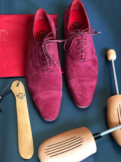 The Sumptuous Cap Toe Suede Pink Oxford Shoes