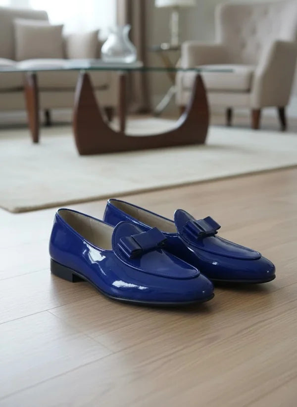 Blue Patent Leather Loafers