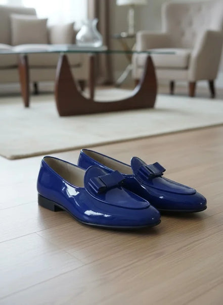 Blue Patent Leather Loafers